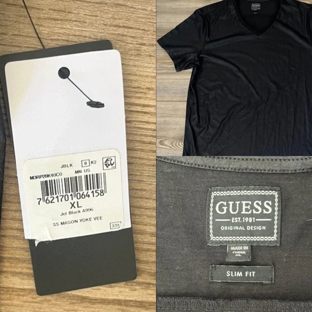 Guess Black V-Neck Tee